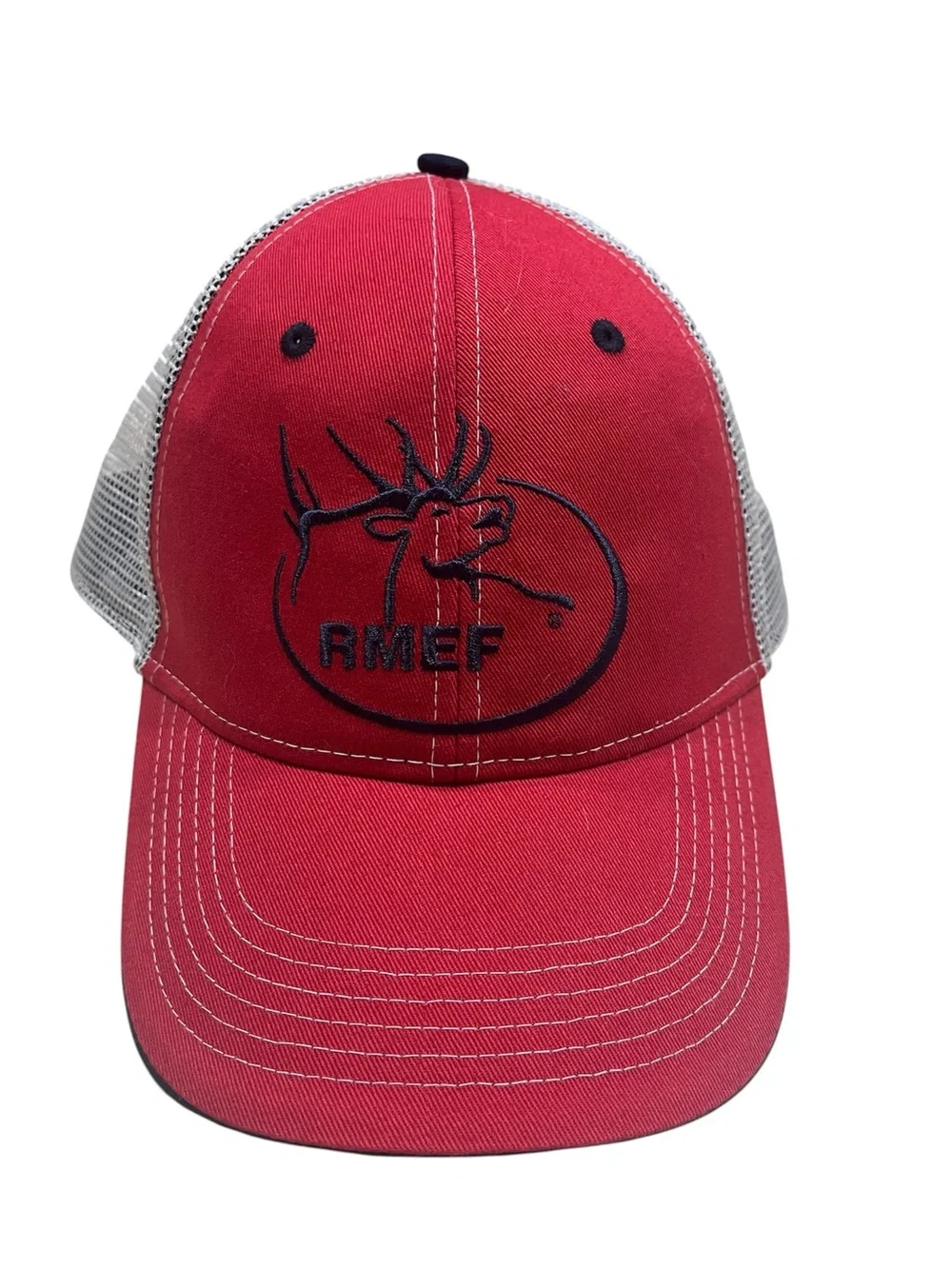 RMEF Red Hunting Mesh Back Cap with Embroidered Elk Logo/